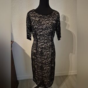 Enfocus Studio Black Lace Long Sleeve Dress